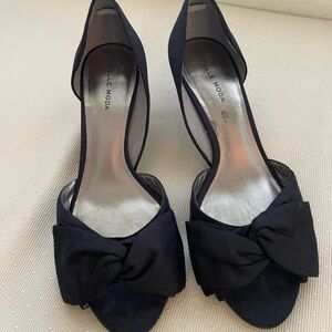 Pelle Moda Black Moire Silk d' Orsay Heels